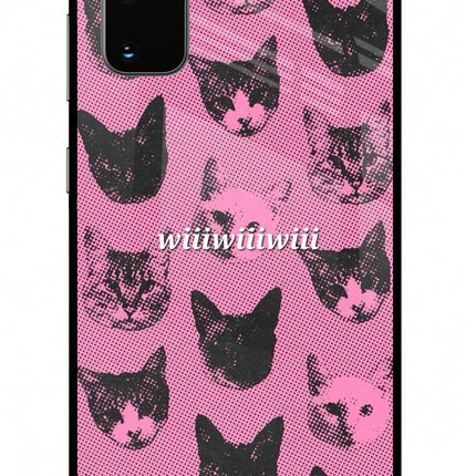 Pink Cats Samsung S20 Glass Case Back Cover by Casekaro