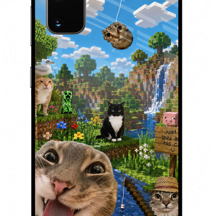 Minecraft Cat Chaos Samsung S20 Glass Case Back Cover by Casekaro