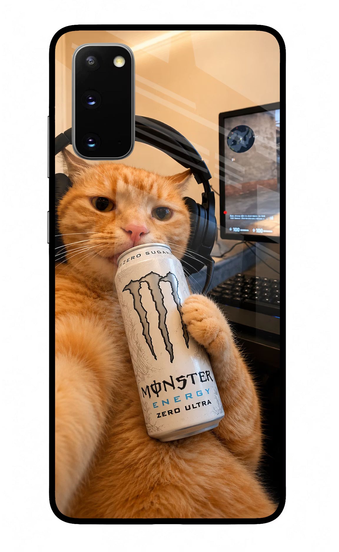Gamer Cat Energy Samsung S20 Glass Case