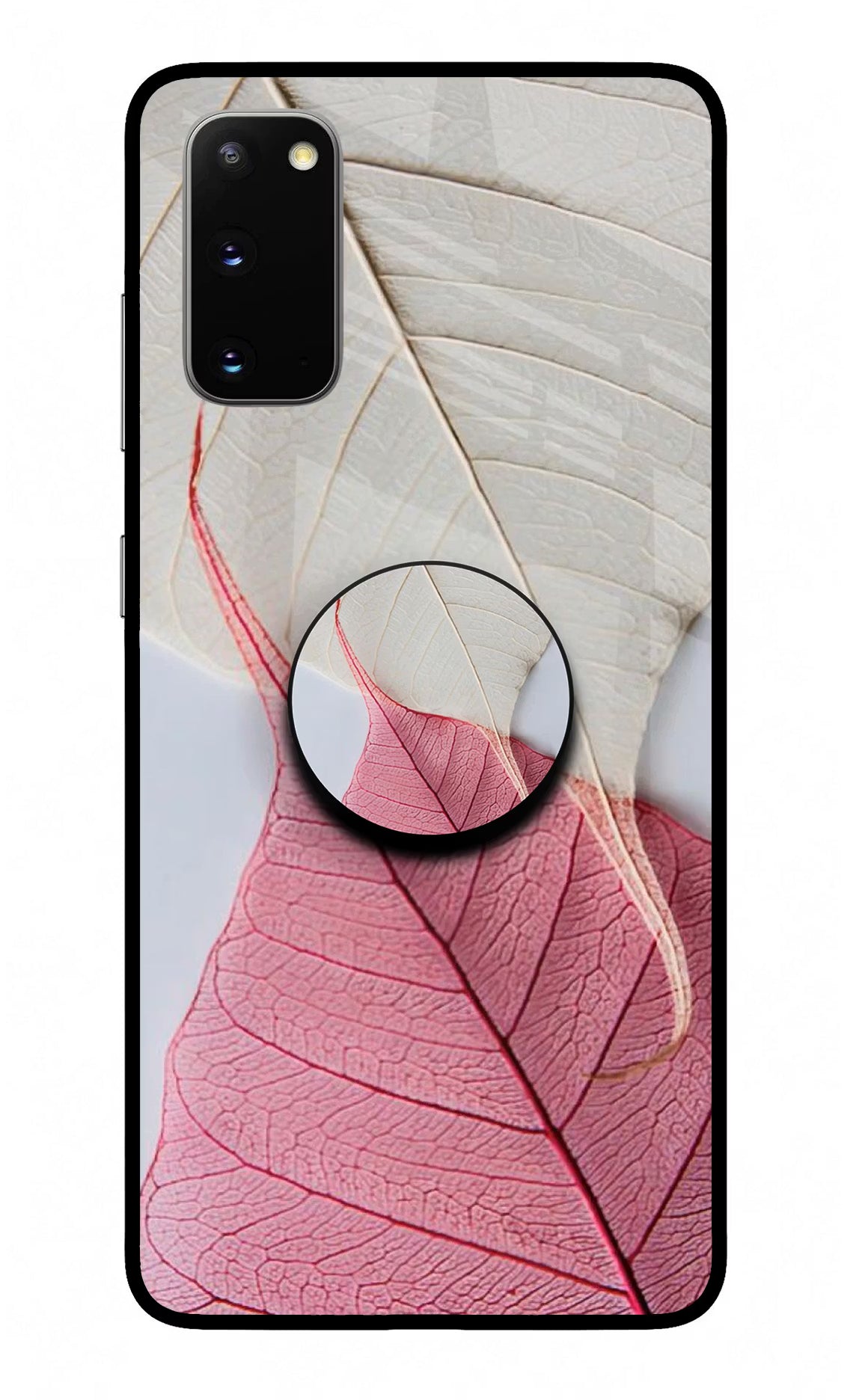 White Pink Leaf Samsung S20 Pop Case by Casekaro