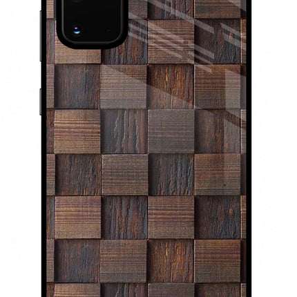 Wooden Cube Design Samsung S20 Plus Glass Case Back Cover by Casekaro