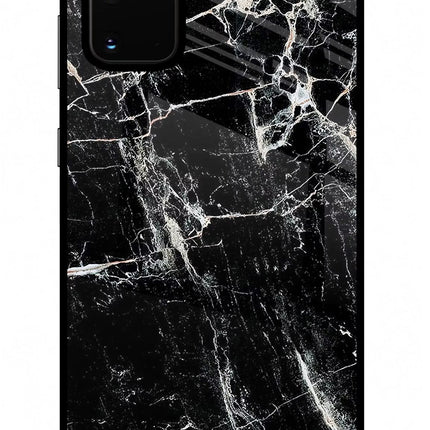 Black Marble Texture Samsung S20 Plus Glass Case Back Cover by Casekaro
