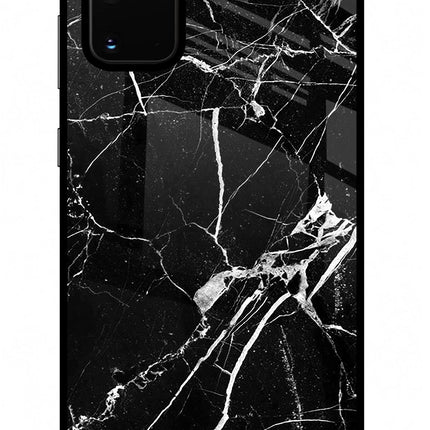 Black Marble Pattern Samsung S20 Plus Glass Case Back Cover by Casekaro