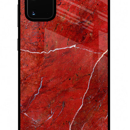 Red Marble Design Samsung S20 Plus Glass Case Back Cover by Casekaro