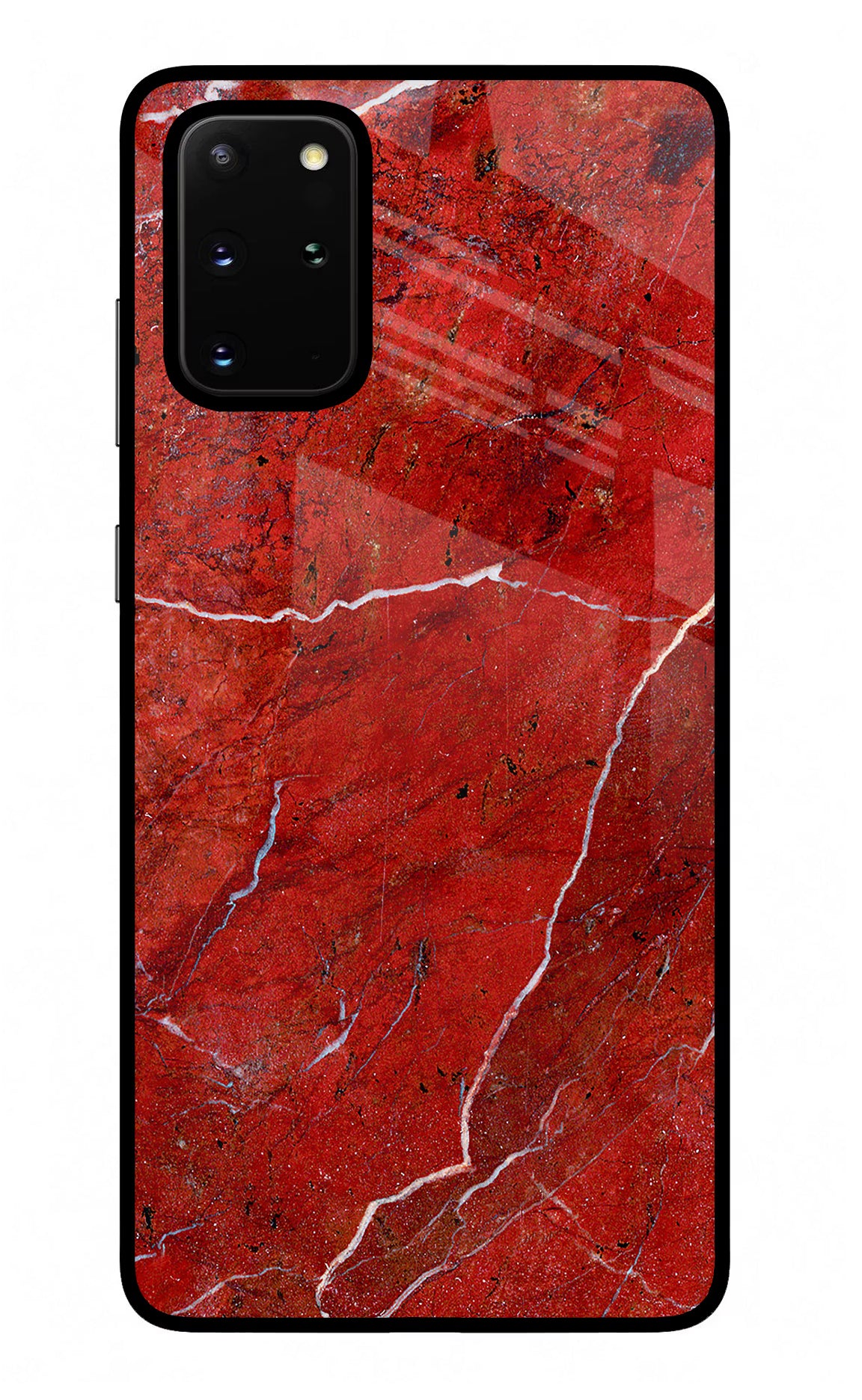 Red Marble Design Samsung S20 Plus Glass Case Back Cover by Casekaro
