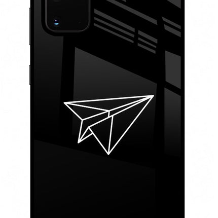 Paper Plane White Samsung S20 Plus Glass Case Back Cover by Casekaro