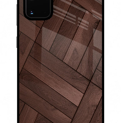 Wooden Texture Design Samsung S20 Plus Glass Case Back Cover by Casekaro