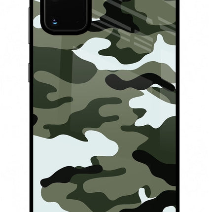Camouflage Samsung S20 Plus Glass Case Back Cover by Casekaro