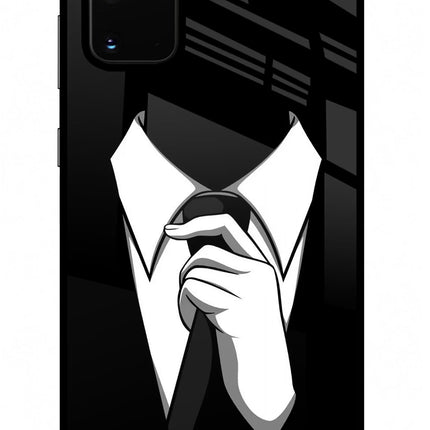 Black Tie Samsung S20 Plus Glass Case Back Cover by Casekaro