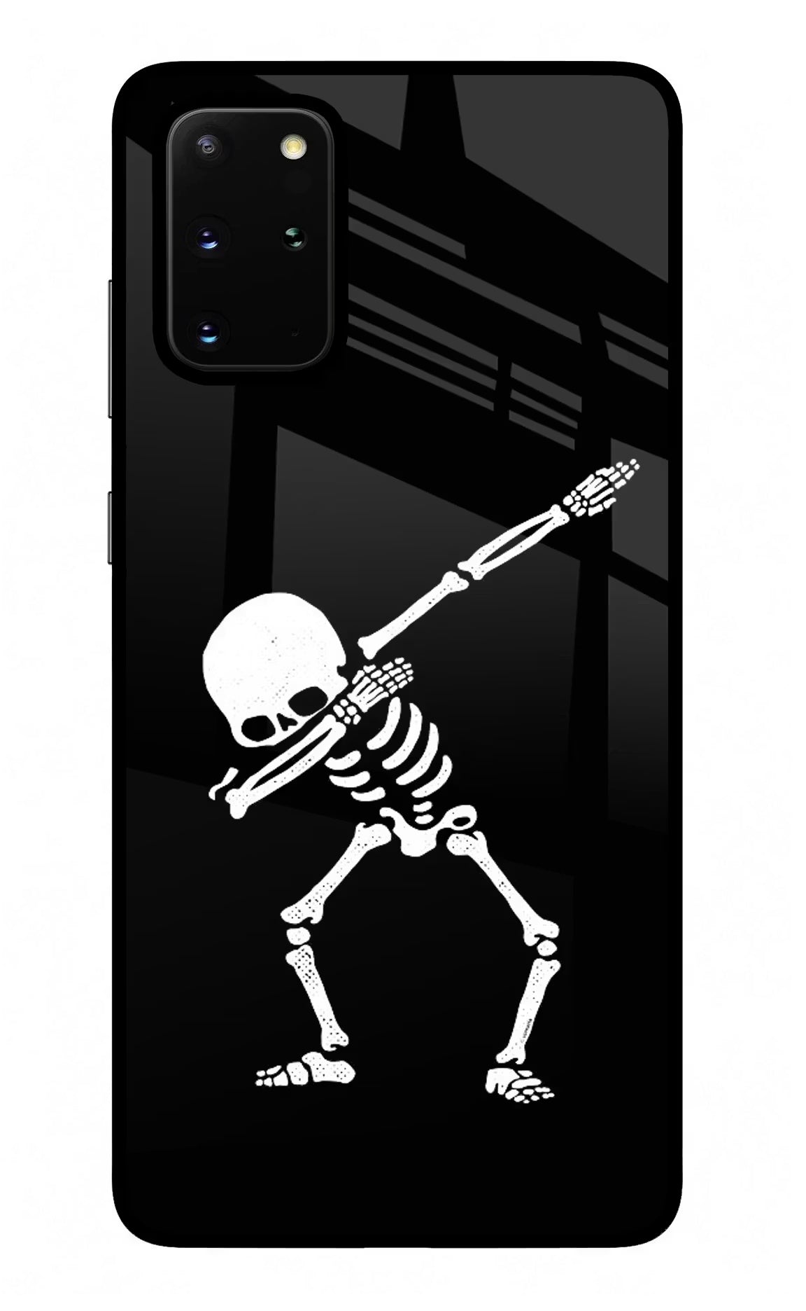 Dabbing Skeleton Art Samsung S20 Plus Glass Case