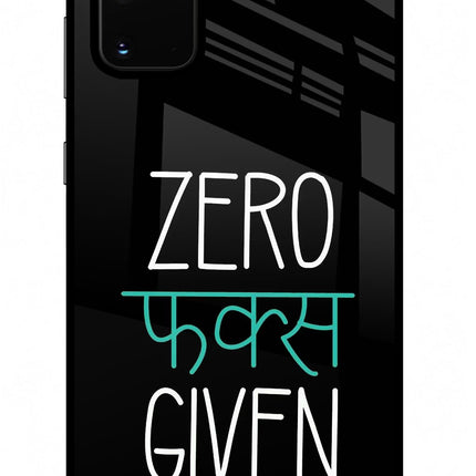 Zero Fucks Given Samsung S20 Plus Glass Case Back Cover by Casekaro