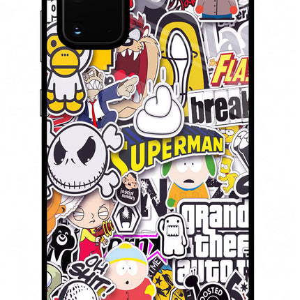 Sticker Bomb Samsung S20 Plus Glass Case Back Cover by Casekaro