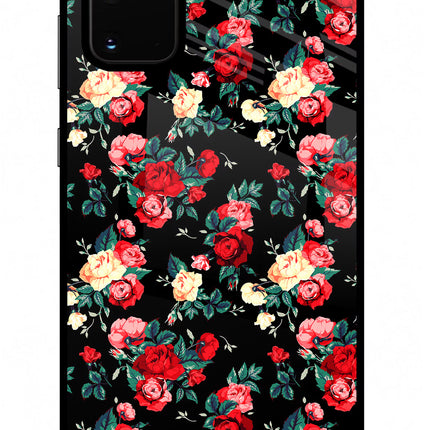 Rose Pattern Samsung S20 Plus Glass Case Back Cover by Casekaro