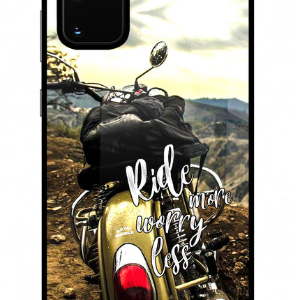 Ride More Worry Less Samsung S20 Plus Glass Case Back Cover by Casekaro