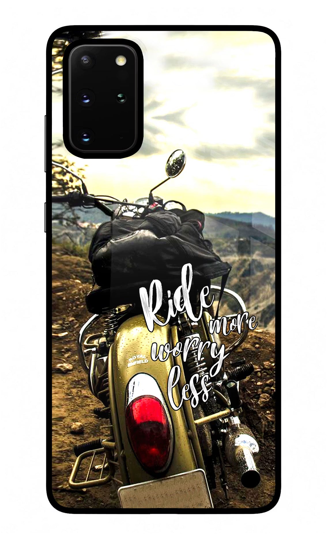 Ride More Worry Less Samsung S20 Plus Glass Case Back Cover by Casekaro