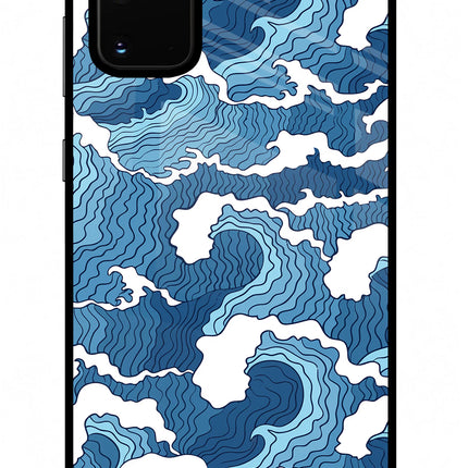 Blue Waves Samsung S20 Plus Glass Case Back Cover by Casekaro