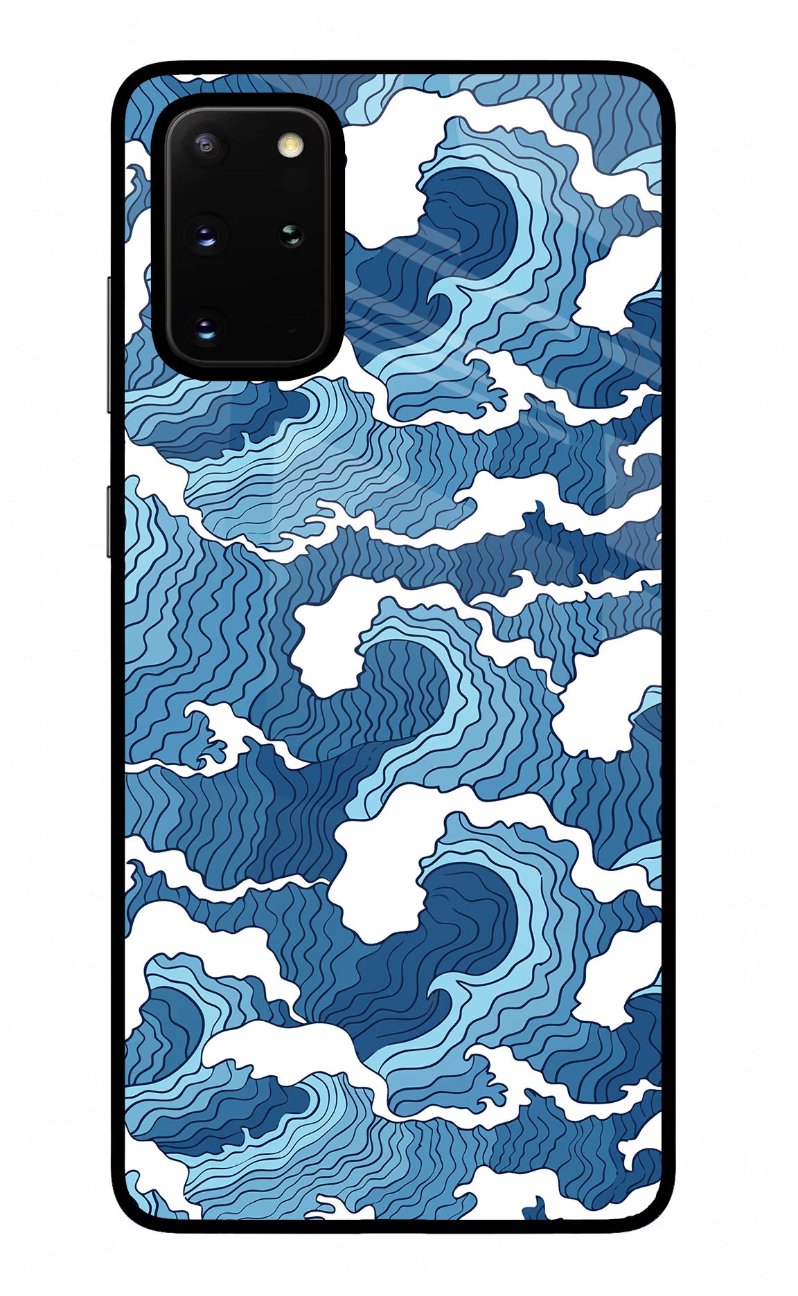 Blue Waves Samsung S20 Plus Glass Case Back Cover by Casekaro