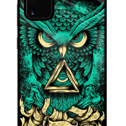 Green Owl Samsung S20 Plus Glass Case Back Cover by Casekaro