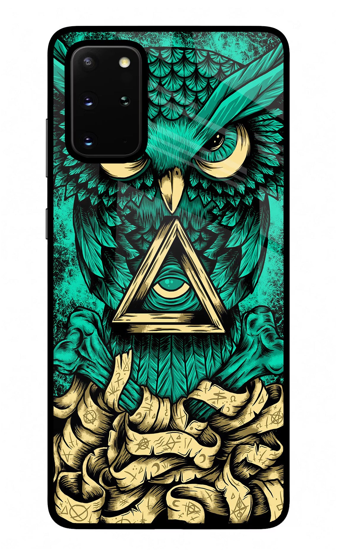 Green Owl Samsung S20 Plus Glass Case Back Cover by Casekaro