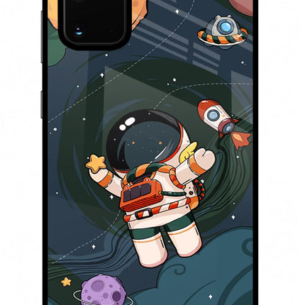 Cartoon Astronaut Samsung S20 Plus Glass Case Back Cover by Casekaro