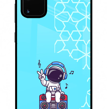 Cute Astronaut Chilling Samsung S20 Plus Glass Case Back Cover by Casekaro