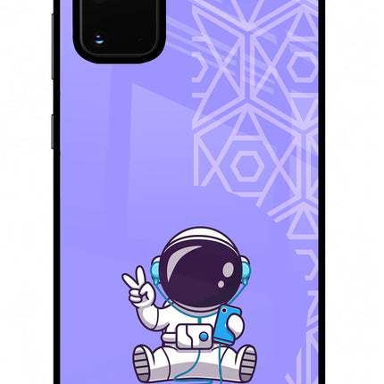 Cute Astronaut Chilling Samsung S20 Plus Glass Case Back Cover by Casekaro