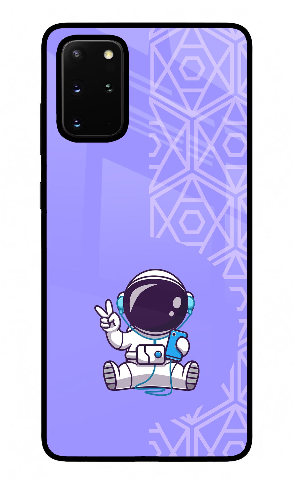 Cute Astronaut Chilling Samsung S20 Plus Glass Case Back Cover by Casekaro