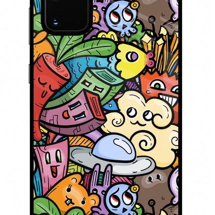 Veggie Doodle Samsung S20 Plus Glass Case Back Cover by Casekaro