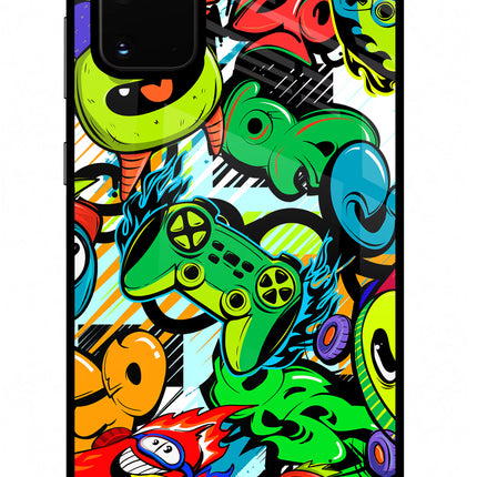 Game Doodle Samsung S20 Plus Glass Case Back Cover by Casekaro
