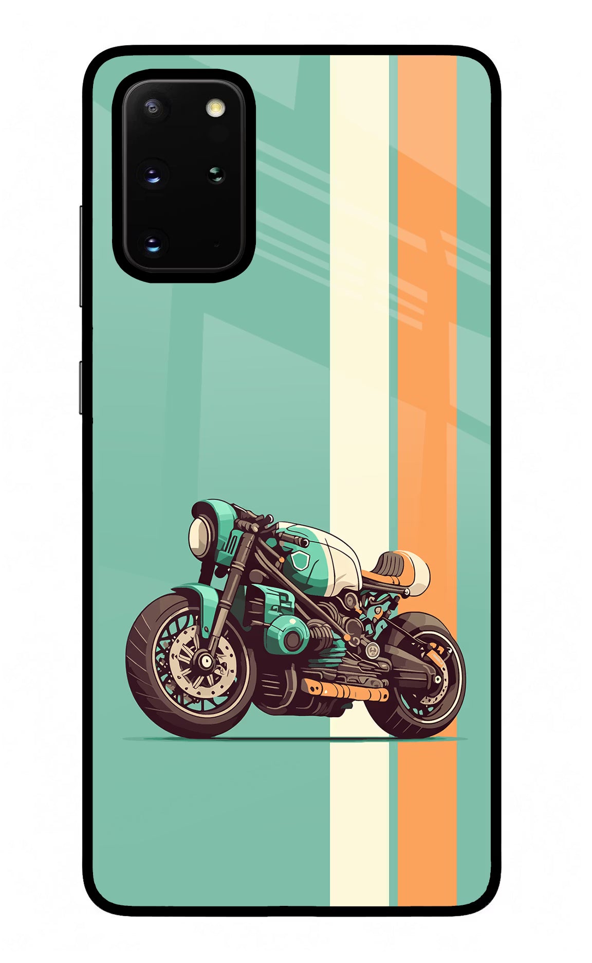 Striped Moto Drift Samsung S20 Plus Glass Case Back Cover by Casekaro