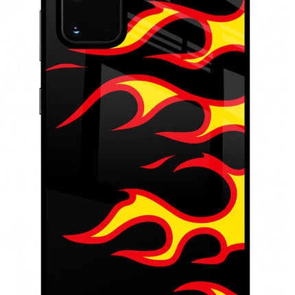 Side Sweep Flames Samsung S20 Plus Glass Case Back Cover by Casekaro