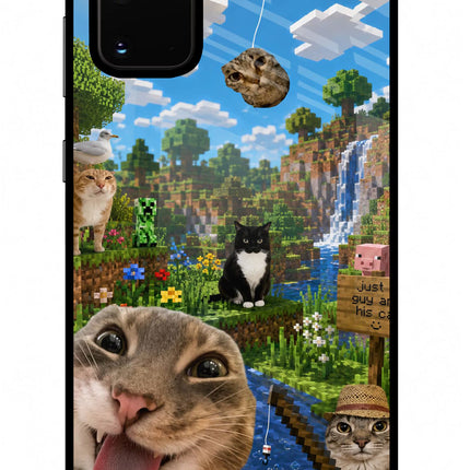 Minecraft Cat Chaos Samsung S20 Plus Glass Case Back Cover by Casekaro