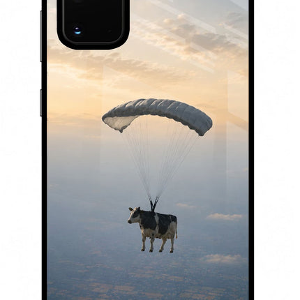 Skydiving Cow Samsung S20 Plus Glass Case