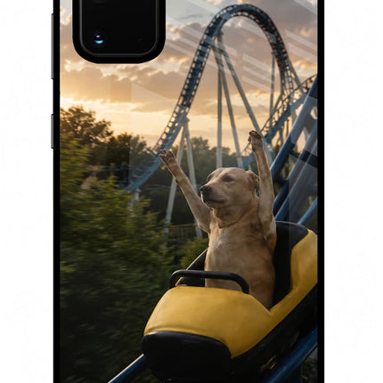 Rollercoaster Dog Samsung S20 Plus Glass Case Back Cover by Casekaro