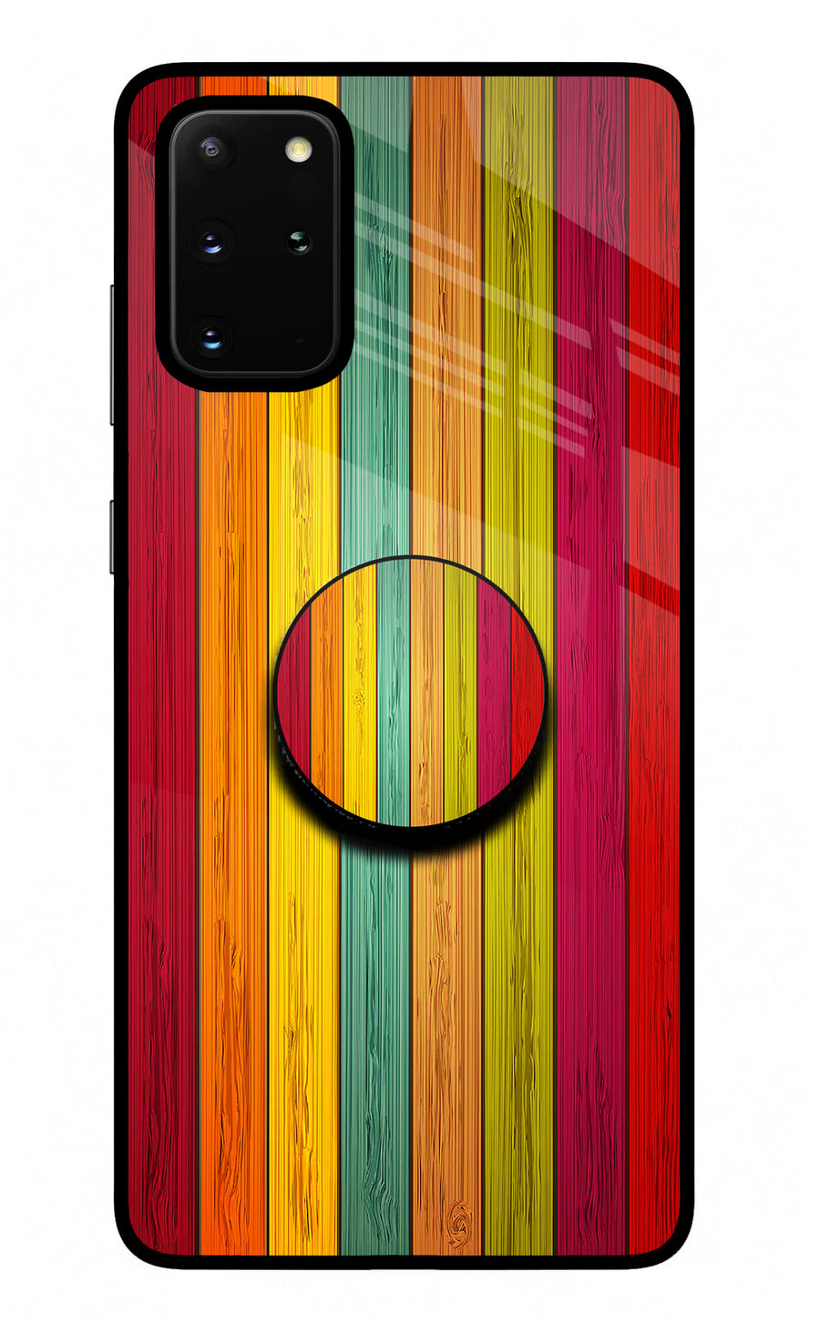 Multicolor Wooden Samsung S20 Plus Pop Case, Glass case