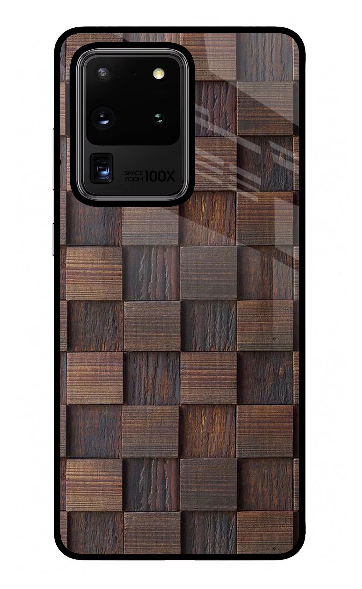 Wooden Cube Design Samsung S20 Ultra Glass Case Back Cover by Casekaro