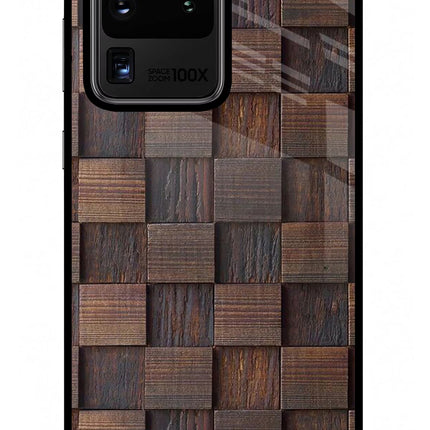 Wooden Cube Design Samsung S20 Ultra Glass Case