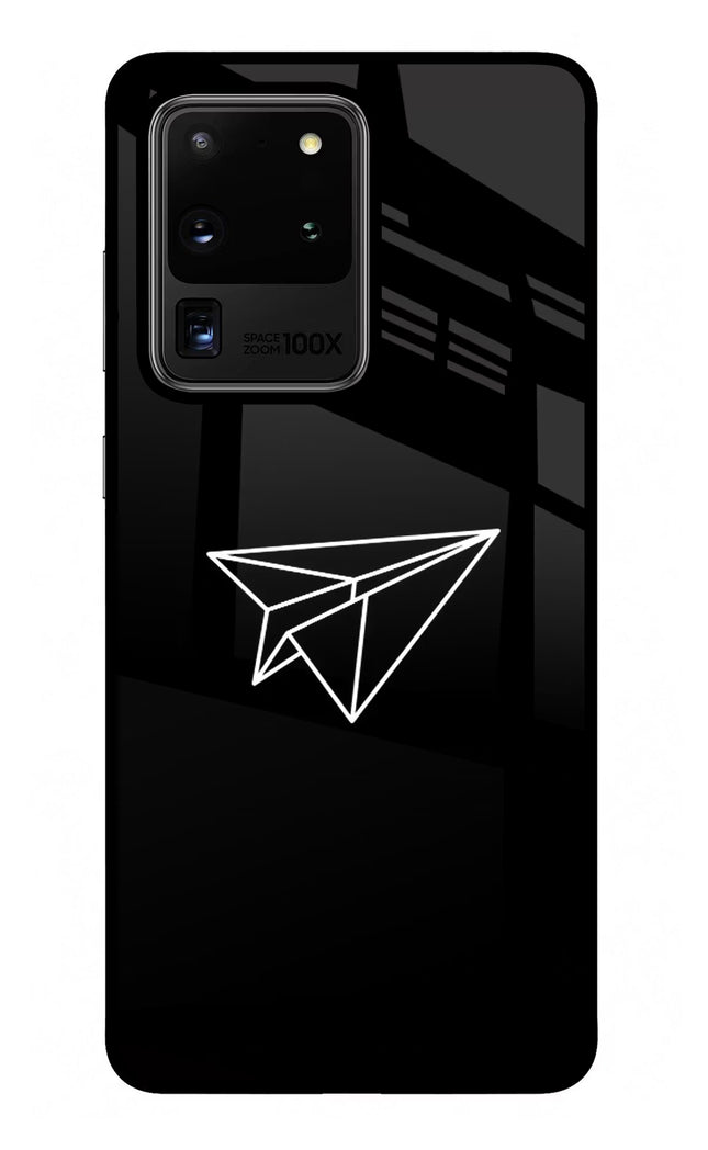 Paper Plane White Samsung S20 Ultra Glass Case