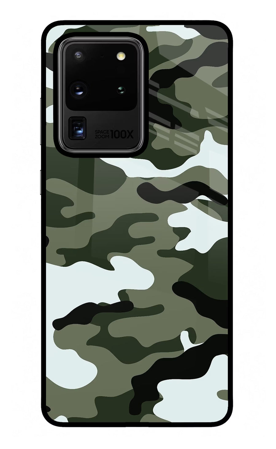 Camouflage Samsung S20 Ultra Back Cover, Glass case