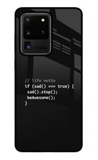 Life Motto Code Samsung S20 Ultra Glass Case Back Cover by Casekaro