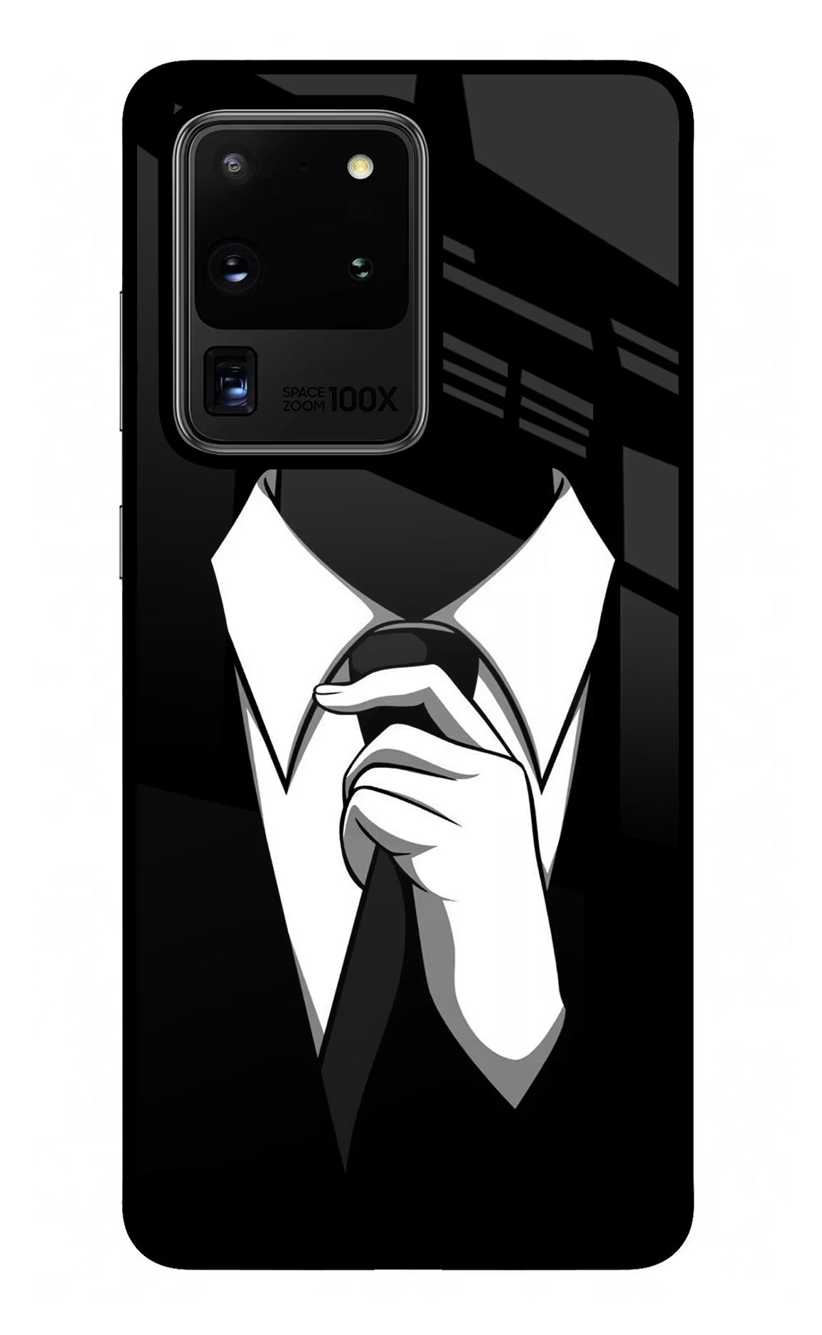 Black Tie Samsung S20 Ultra Glass Case Back Cover by Casekaro