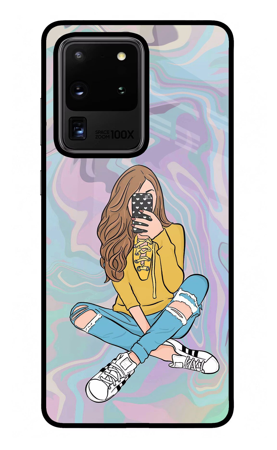 Selfie Girl Samsung S20 Ultra Glass Case Back Cover by Casekaro