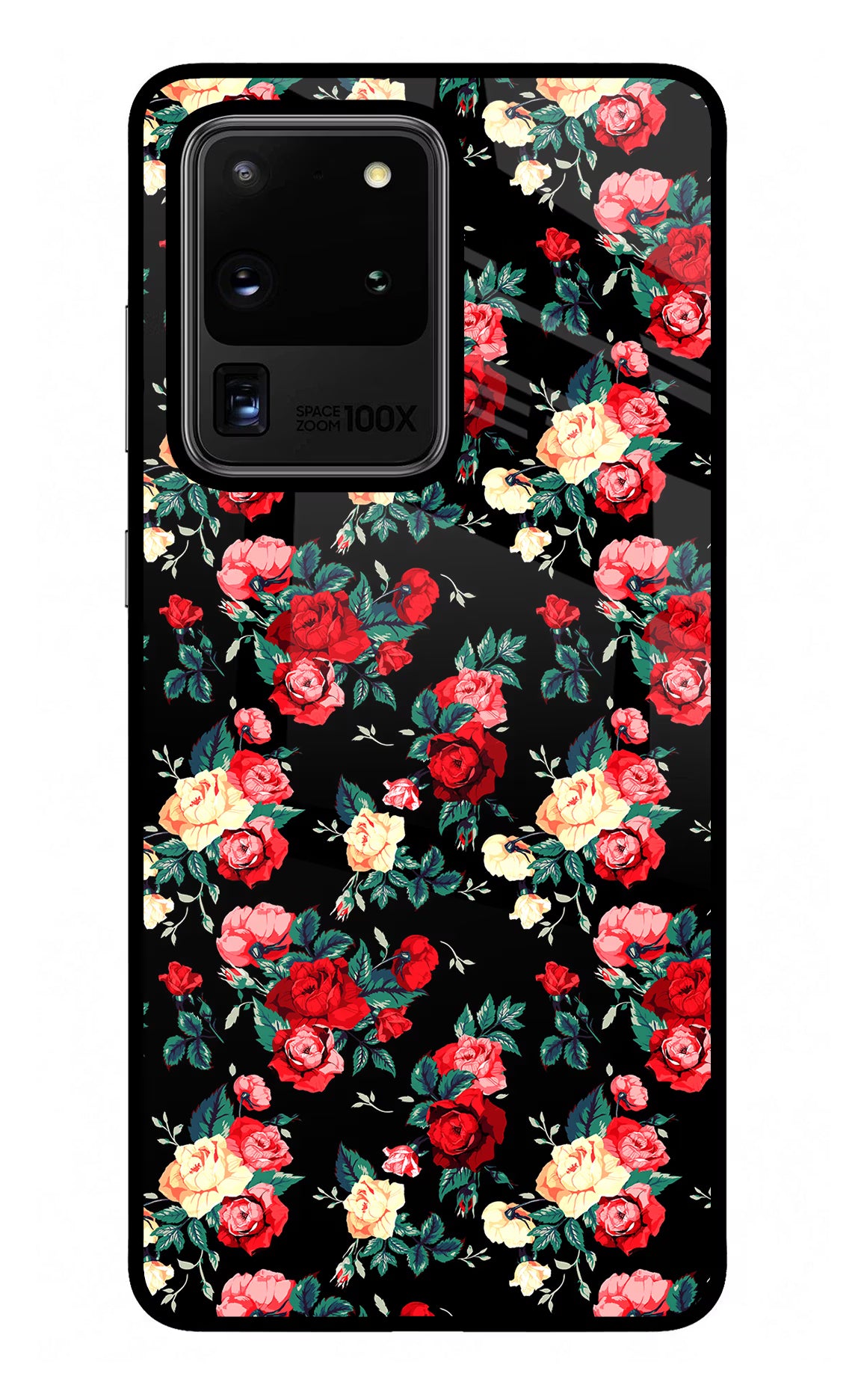 Rose Pattern Samsung S20 Ultra Glass Case Back Cover by Casekaro