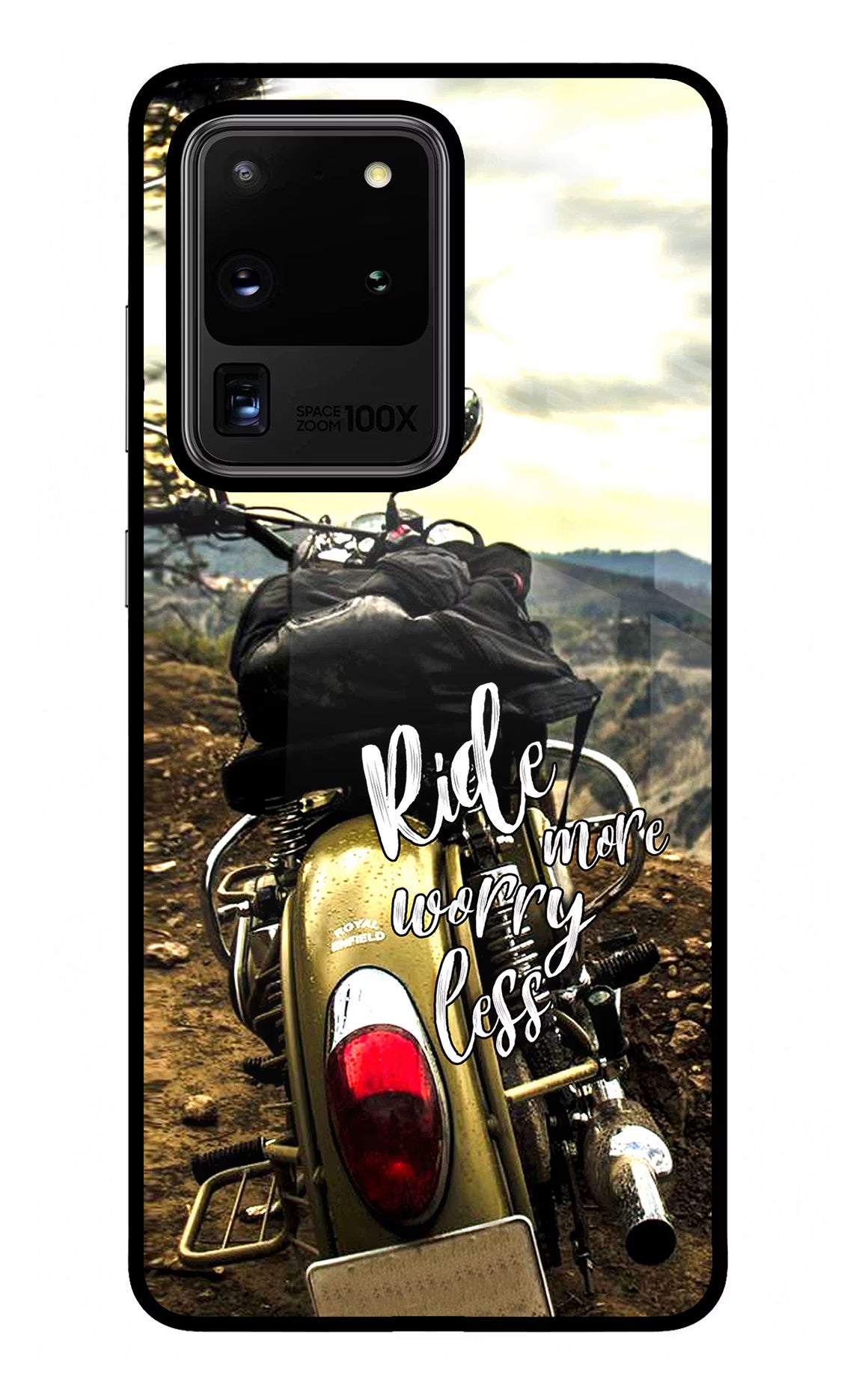 Ride More Worry Less Samsung S20 Ultra Glass Case Back Cover by Casekaro
