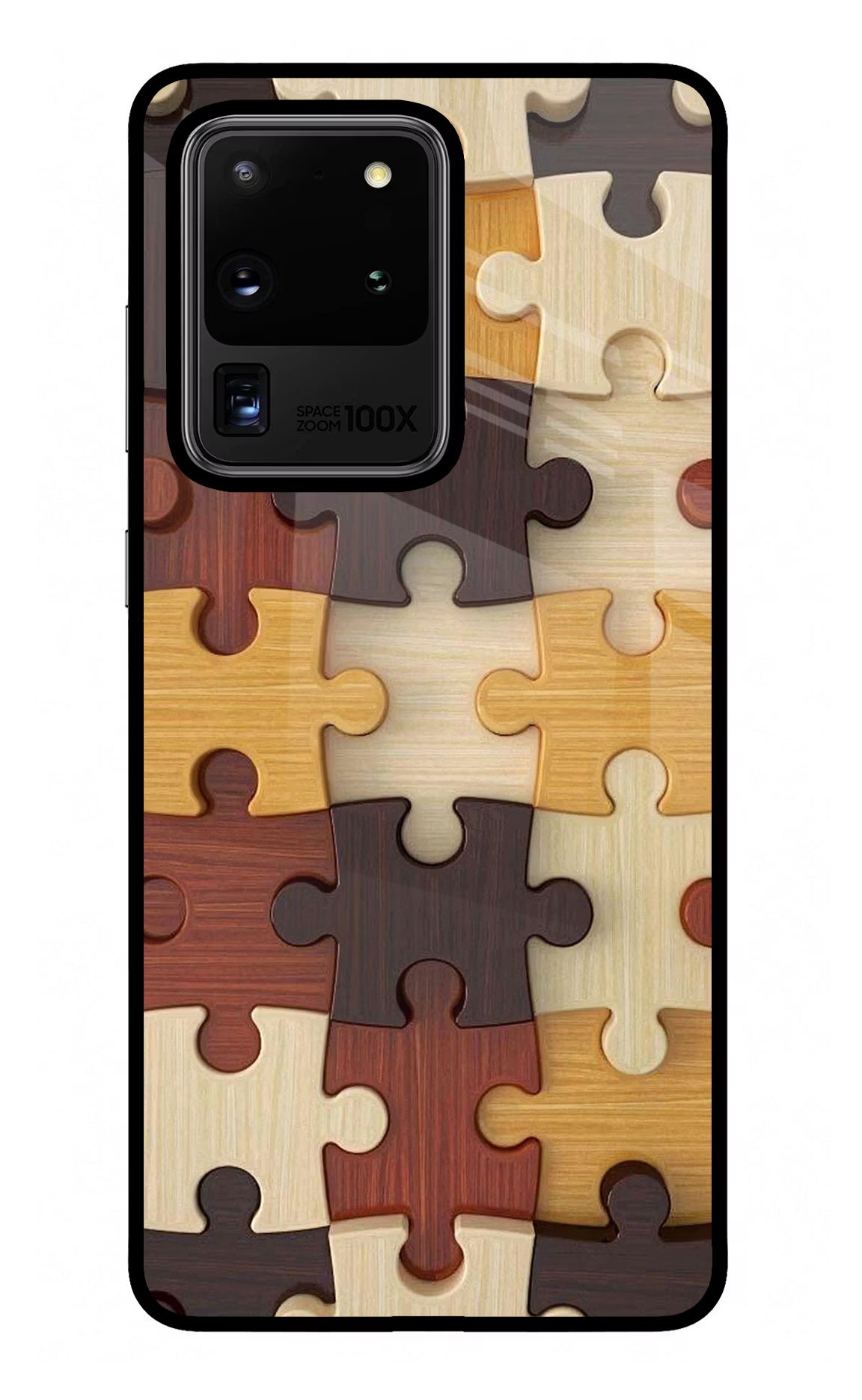 Wooden Puzzle Samsung S20 Ultra Glass Case Back Cover by Casekaro