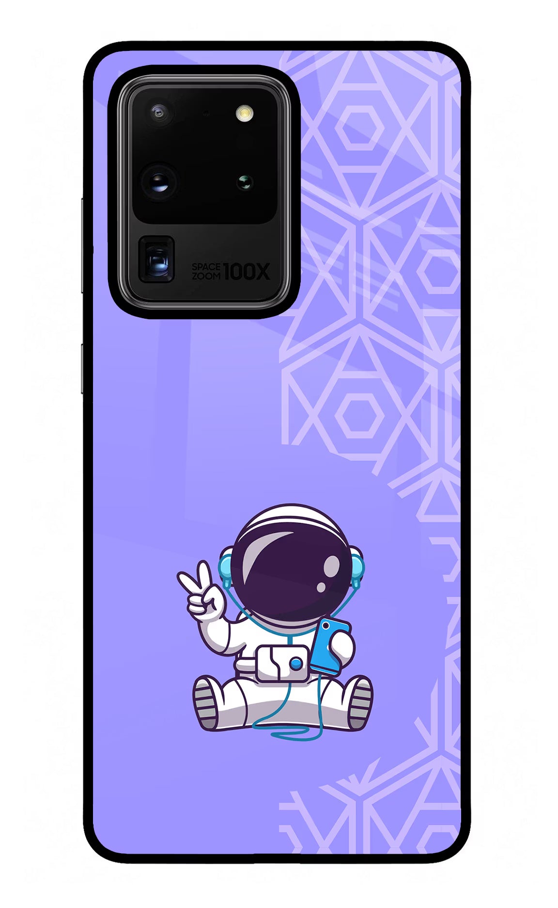 Cute Astronaut Chilling Samsung S20 Ultra Glass Case Back Cover by Casekaro