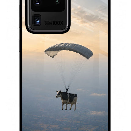 Skydiving Cow Samsung S20 Ultra Glass Case