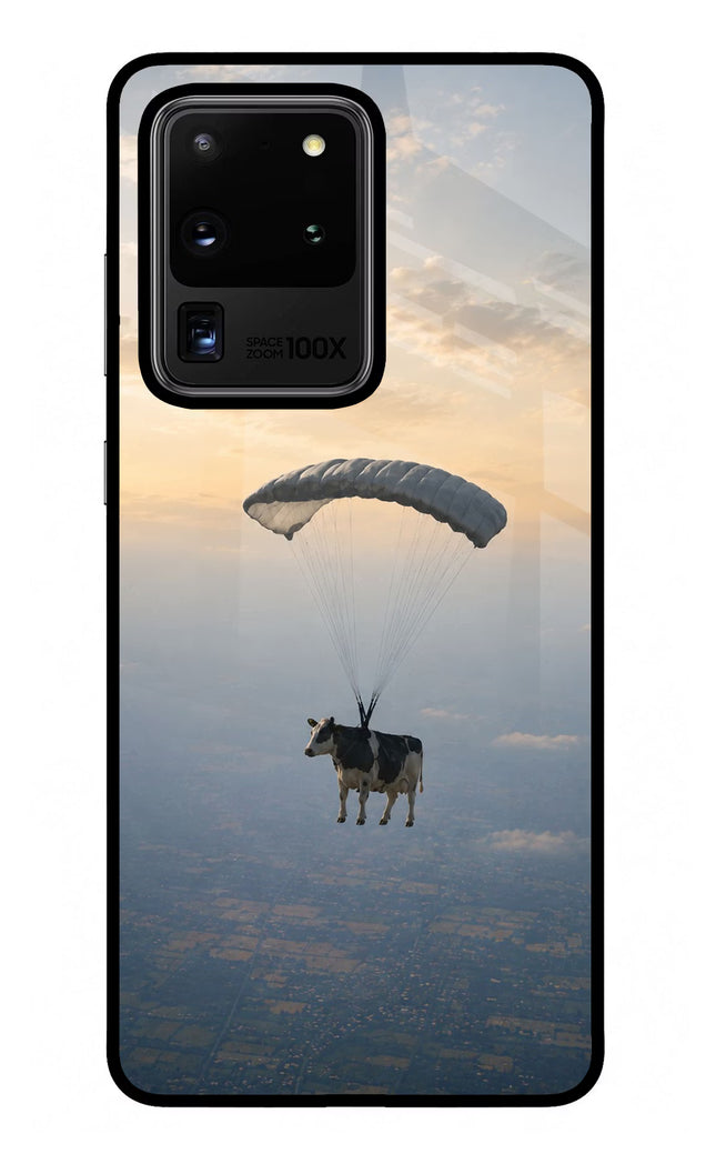 Skydiving Cow Samsung S20 Ultra Glass Case