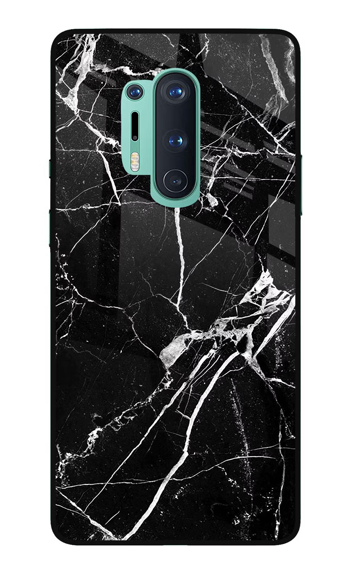 Black Marble Pattern Oneplus 8 Pro Glass Case Back Cover by Casekaro