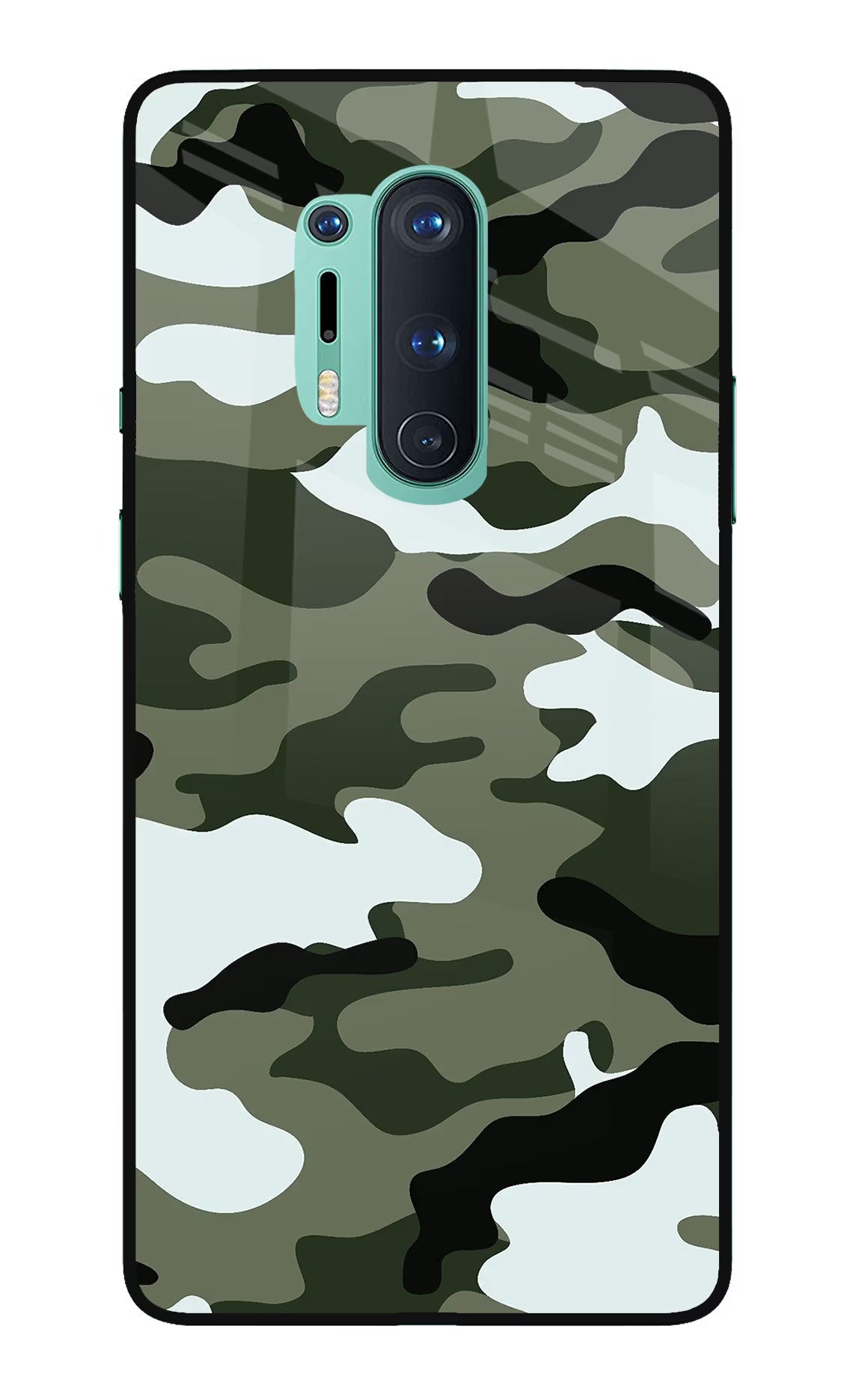 Camouflage Oneplus 8 Pro Glass Case Back Cover by Casekaro